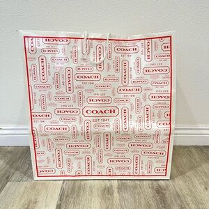 Coach Red Logo White Shopping Gift Paper Medium Large Bag 18"x18"x7"